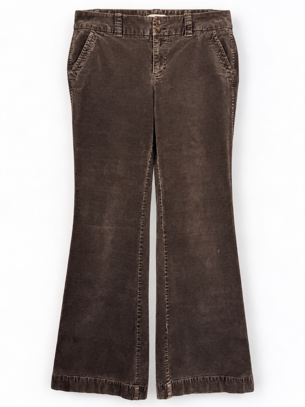 Brown Corduroy Low Rise Flare Pants Chocolate 10